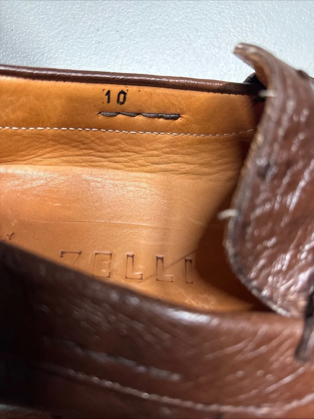 Zelli Genuine Ostrich Penny Loafers Handmade In Italy Size 10